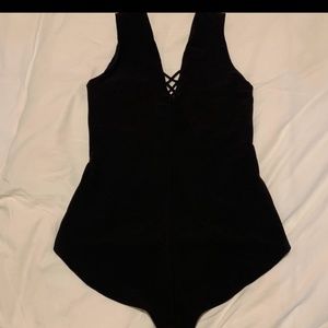 Alice + Olivia black crepe bodysuit size S new
